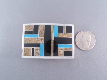 Multi-Stone Inlay Belt Buckle featuring Turquoise