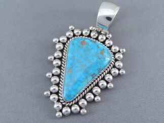 Native American Jewelry - Artie Yellowhorse Sterling Silver Pendant with Kingman Turquoise $595- FOR SALE