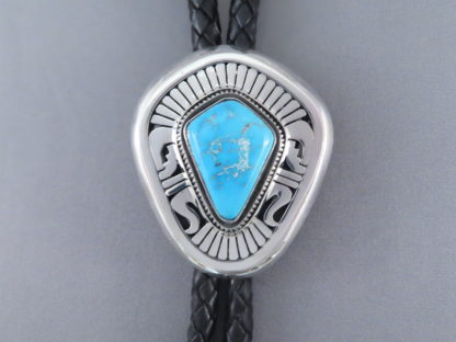 Blue Gem Turquoise Bolo Tie by Leonard Nez