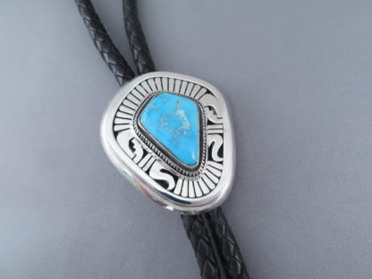 Blue Gem Turquoise Bolo Tie by Leonard Nez