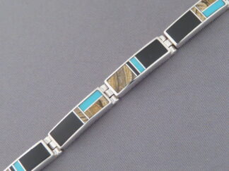 Multi-Stone Inlay Link Bracelet featuring Turquoise