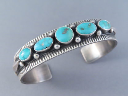 Blue Gem Turquoise Cuff Bracelet by Fritson Toledo