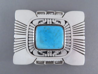 Turquoise Buckle - Blue Gem Turquoise Belt Buckle by Native American (Navajo) jeweler, Leonard Nez FOR SALE $1,295-