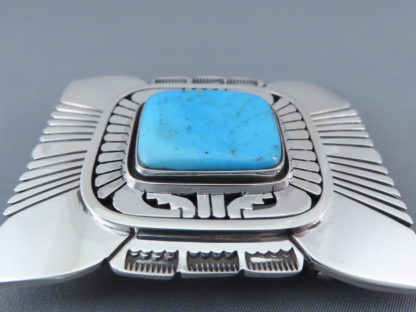 Blue Gem Turquoise Belt Buckle by Leonard Nez