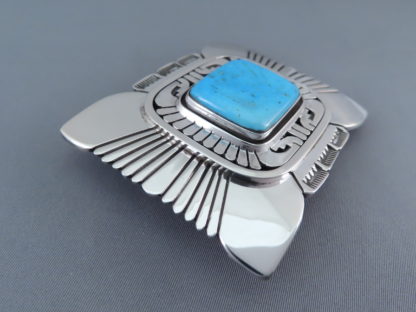 Blue Gem Turquoise Belt Buckle by Leonard Nez