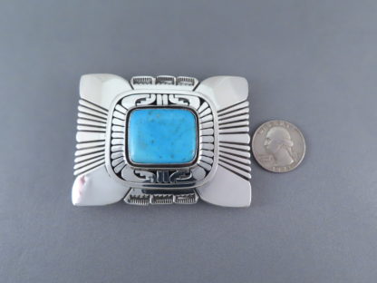 Blue Gem Turquoise Belt Buckle by Leonard Nez