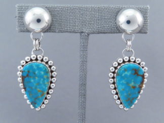 Mineral Park Turquoise Earrings (dangling posts) by Native American (Navajo) jewelry artist, Artie Yellowhorse $485- FOR SALE