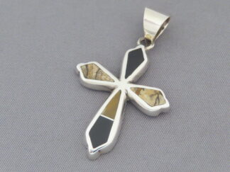 Native American Jewelry - Mid-Size Multi-Stone Inlay Cross Pendant by Navajo jeweler, Pete Chee FOR SALE $170-