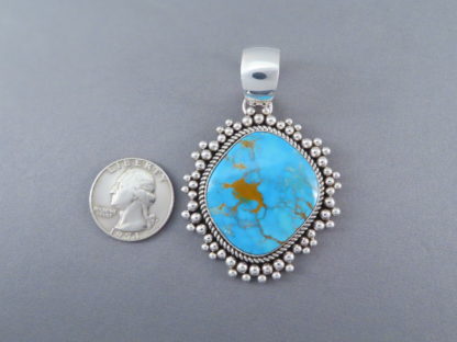 Morenci Turquoise & Sterling Silver Pendant by Artie Yellowhorse