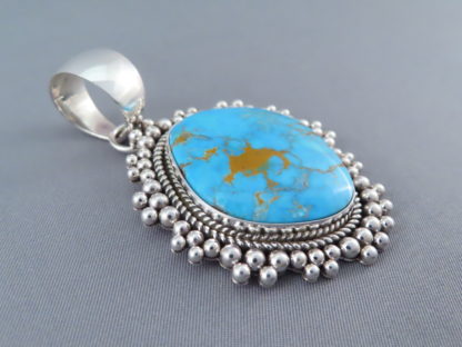 Morenci Turquoise & Sterling Silver Pendant by Artie Yellowhorse
