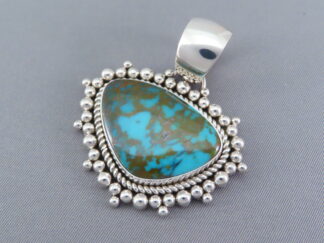 Bisbee Turquoise Pendant by Native American (Navajo) jewelry artist, Artie Yellowhorse FOR SALE $565-