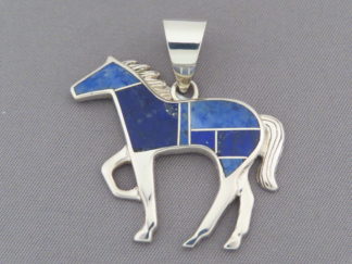 Lapis Inlay Horse Pendant (Larger)