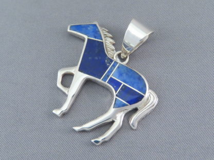 Lapis Inlay Horse Pendant (Larger)