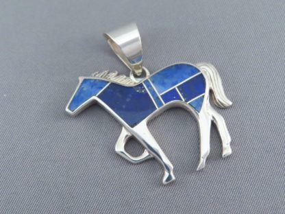 Lapis Inlay Horse Pendant (Larger)