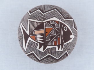 Smaller Acoma Pottery Seed Pot with Fish by Native American (Acoma Puebloan) potter, Rebecca Lucario FOR SALE $299-