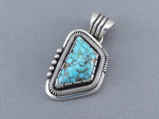 Turquoise Jewelry - Nevada Blue Turquoise Pendant Slider by Navajo Indian jeweler, Will Vandever FOR SALE $395-