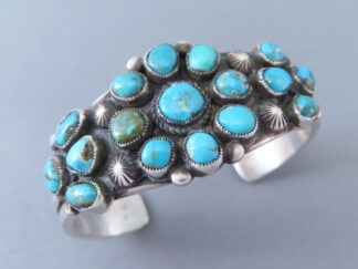 Small Bisbee Turquoise Bracelet Cuff by Native American Navajo Indian jewelry artist, Calvin Martinez FOR SALE $995-