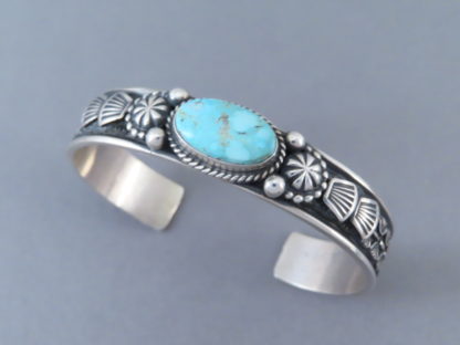 Narrow Kingman Turquoise Cuff Bracelet by Darrell Cadman