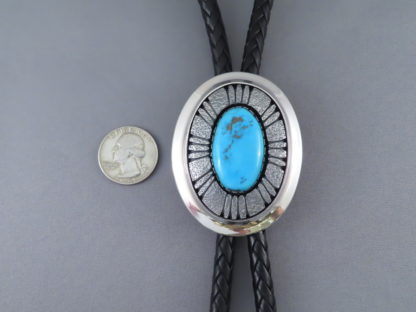 Blue Gem Turquoise Bolo Tie by Al Joe