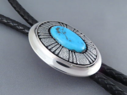 Blue Gem Turquoise Bolo Tie by Al Joe