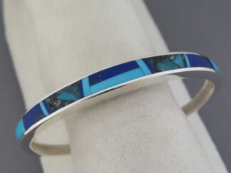 Turquoise and Lapis Inlay Cuff Bracelet