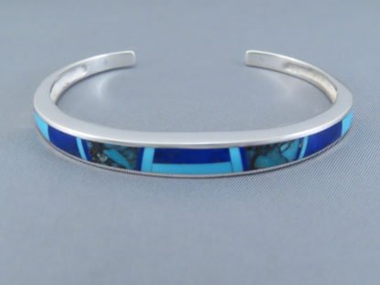 Turquoise and Lapis Inlay Cuff Bracelet