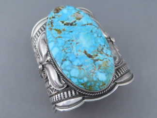 Turquoise Jewelry - HUGE WOW Kingman Turquoise Bracelet Cuff by Navajo jeweler, Andy Cadman FOR SALE $3,400-