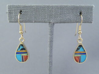 Gold Earrings with Colorful Inlay