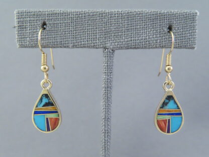 Gold Earrings with Colorful Inlay