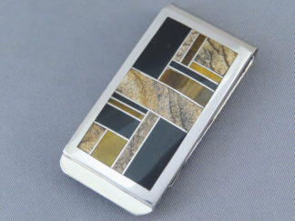 Shop Money Clip - Multi-Stone Inlay Money Clip by Native American Indian Jeweler, Peterson Chee $215- FOR SALE