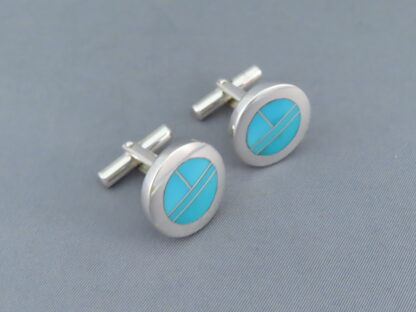 Cufflinks with Turquoise Inlay