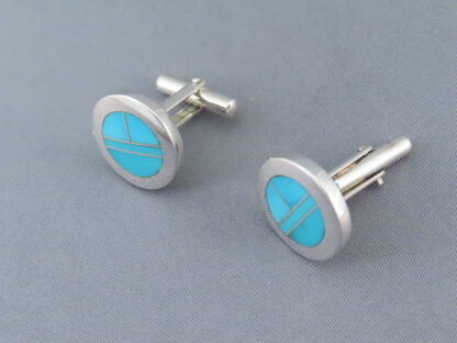 Cufflinks with Turquoise Inlay