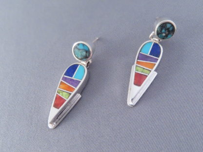 Inlaid Multi-Color Earrings – Dangling Posts