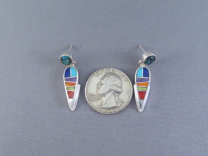 Inlaid Multi-Color Earrings – Dangling Posts