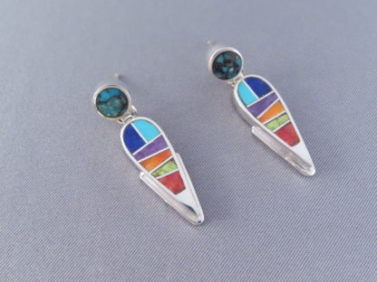 Inlaid Multi-Color Earrings – Dangling Posts