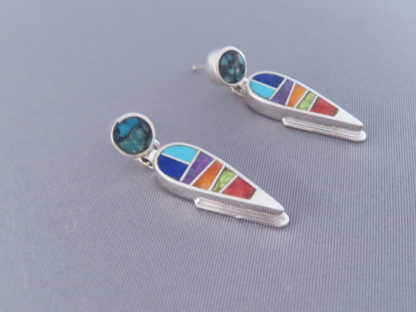 Inlaid Multi-Color Earrings – Dangling Posts