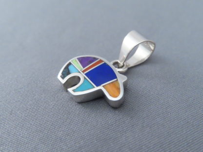 Inlaid Multi-Color Bear Pendant  (small)