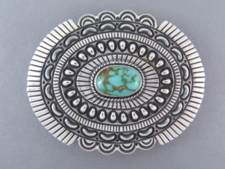 Turquoise Buckle - Sterling Silver & Royston Turquoise Belt Buckle by Navajo Indian jewelry artist, T.O. White FOR SALE $695-