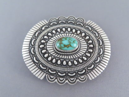 Smaller Sterling Silver Belt Buckle with Royston Turquoise