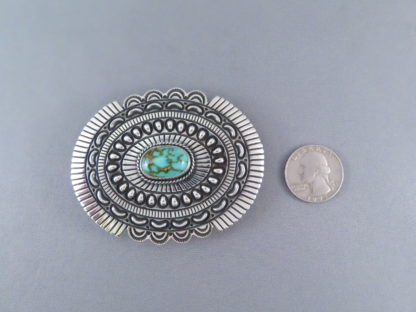 Smaller Sterling Silver Belt Buckle with Royston Turquoise