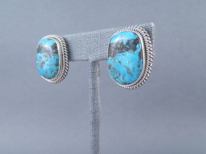 Morenci Turquoise & Sterling Silver Earrings by Artie Yellowhorse