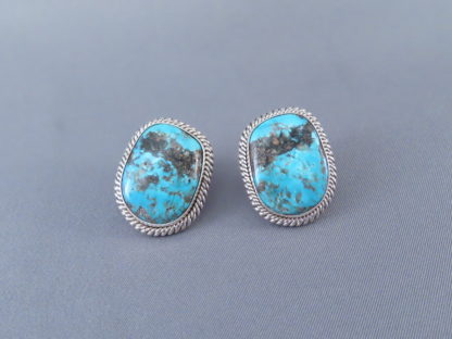 Morenci Turquoise & Sterling Silver Earrings by Artie Yellowhorse