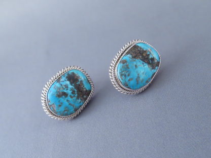 Morenci Turquoise & Sterling Silver Earrings by Artie Yellowhorse