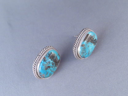 Morenci Turquoise & Sterling Silver Earrings by Artie Yellowhorse