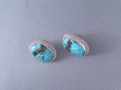 Morenci Turquoise & Sterling Silver Earrings by Artie Yellowhorse