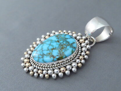 Gold & Silver Pendant with Kingman Turquoise (Yellowhorse)