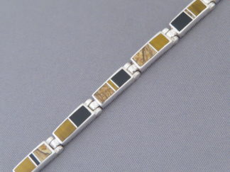 Buy Inlay Jewelry - Dainty Multi-Stone Inlay Link Bracelet by Native American Jeweler, Tim Charlie $420- FOR SALE