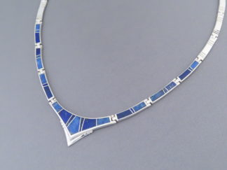 Lapis Inlay Necklace in Sterling Silver