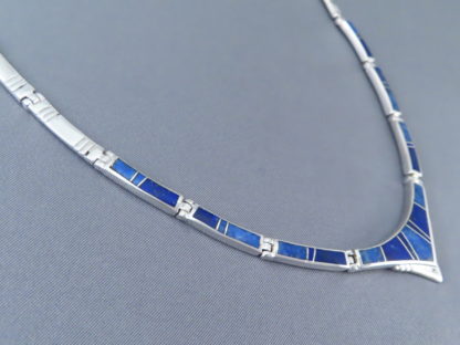 Lapis Inlay Necklace in Sterling Silver