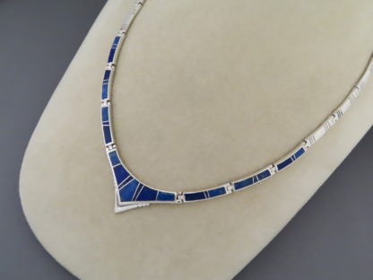 Lapis Inlay Necklace in Sterling Silver